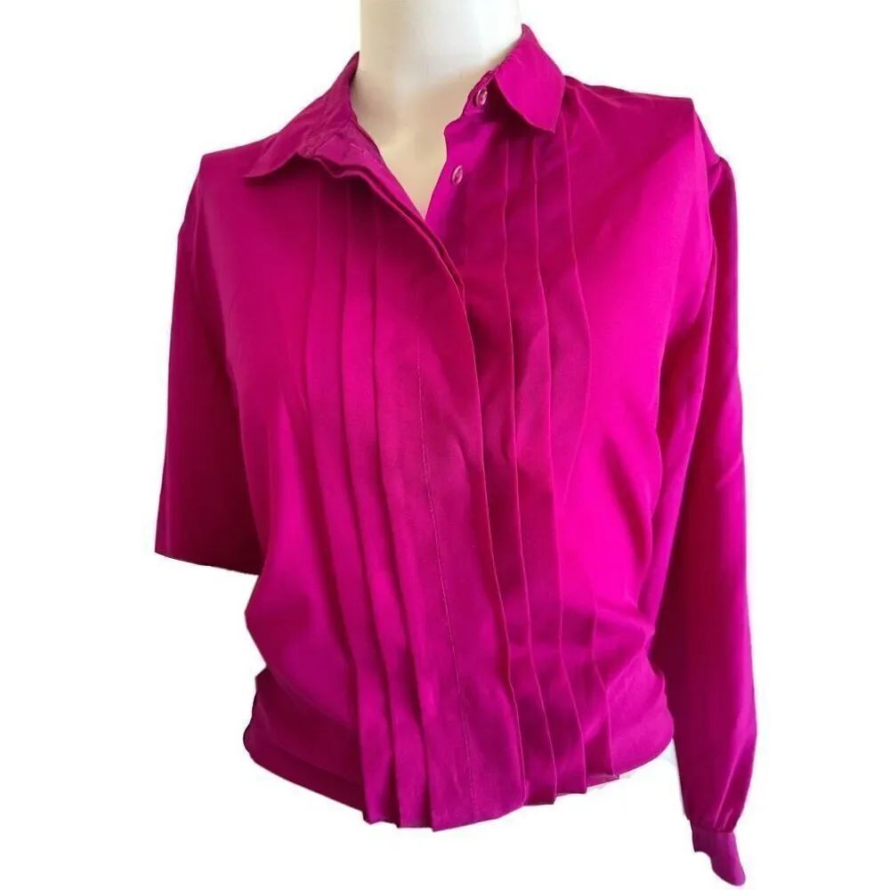Rabella New York fuschia women’s M button up vintage 70s retro button up shirt